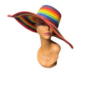 Rainbow Wide Brim Sun Hat